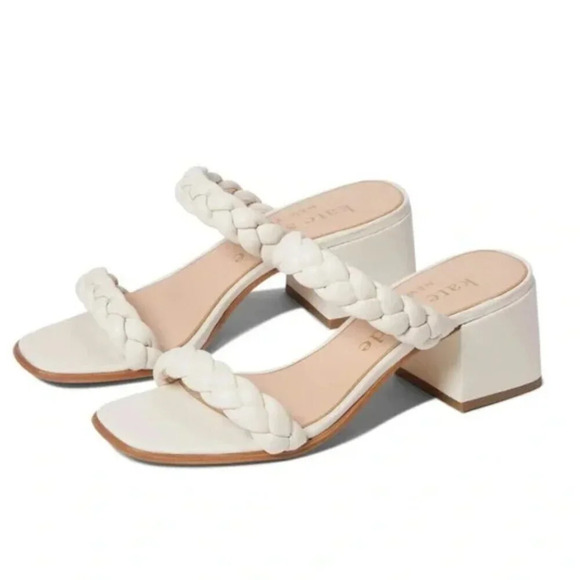Kate Spade Juniper Braided Slide Heeled Leather Sandals Block Heels Size 7 - Picture 1 of 8